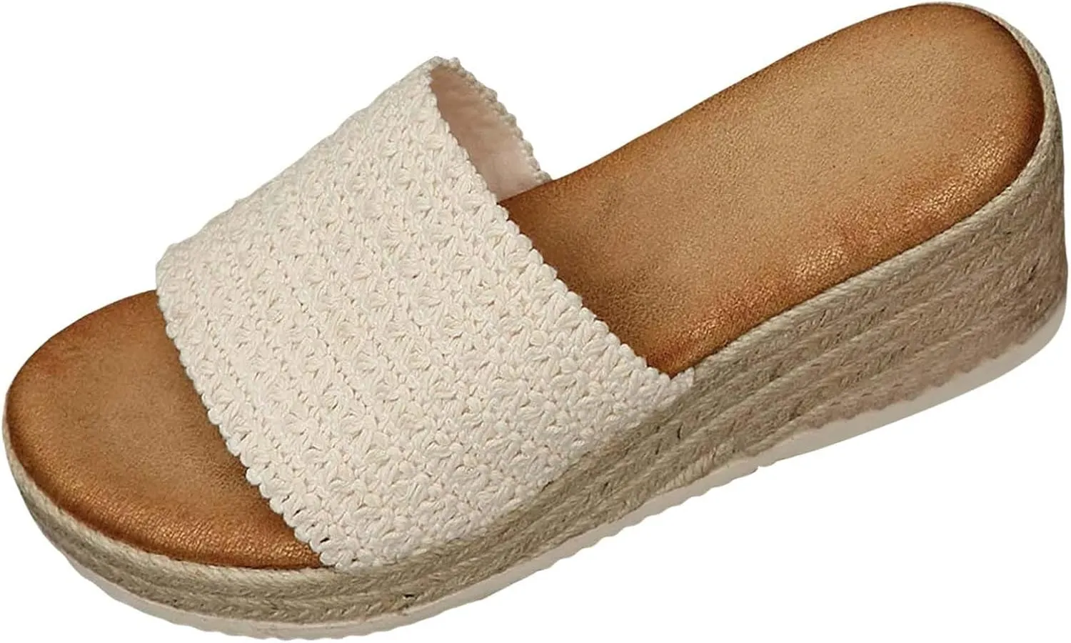 Summer Sandals for Women 2025 Platform Sandal Slip On Wedge Espadrilles Slides Open Toe Comfort Beach Sandals Bohemian Outdoor Party Slippers Shoes