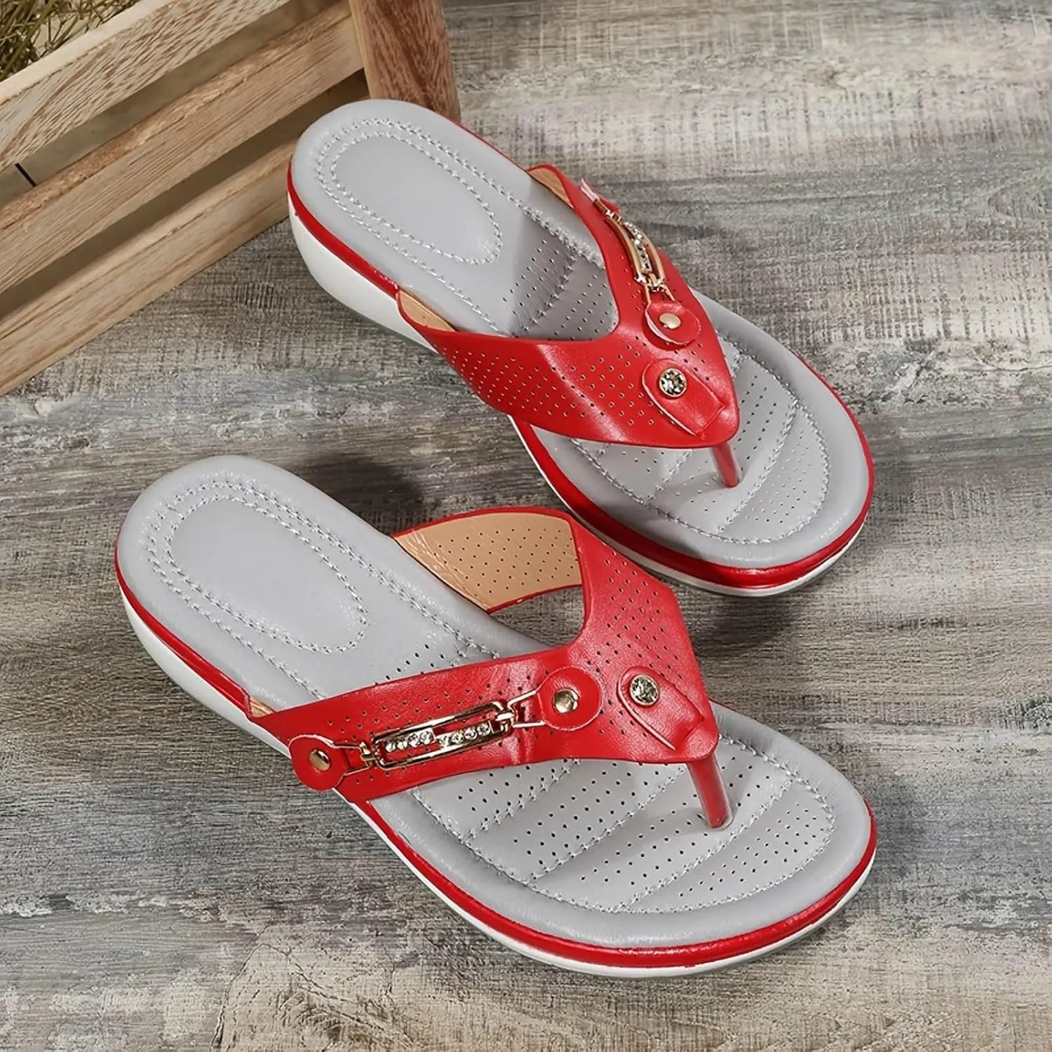 Summer Sandals for Women 2025 Trendy Orthopedic Sandal Dressy Comfortable Wedge Arch Support Non Slip Flip Flops Casual Low Wedge Walking Lightweight Slippers