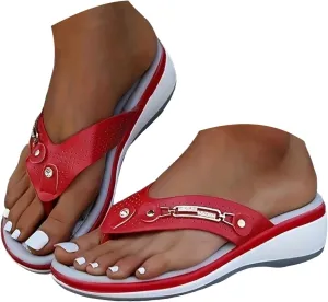 Summer Sandals for Women 2025 Trendy Orthopedic Sandal Dressy Comfortable Wedge Arch Support Non Slip Flip Flops Casual Low Wedge Walking Lightweight Slippers