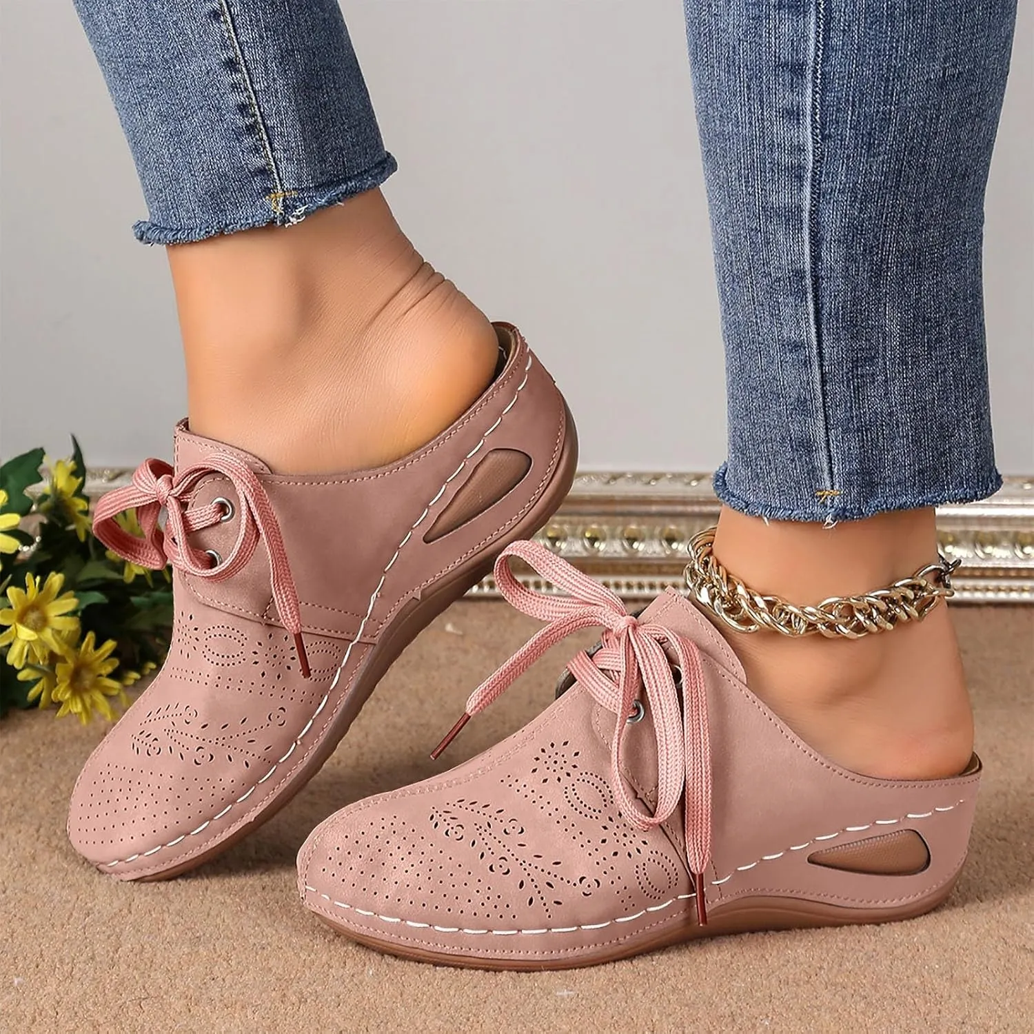Summer Sandals for Women 2025 Wide Width Platform Mesh Slippers Orthopedic Wedge Walking Shoes Closed Toe Backless Breathable Sneakers with Arch-Support Beach Sandal
