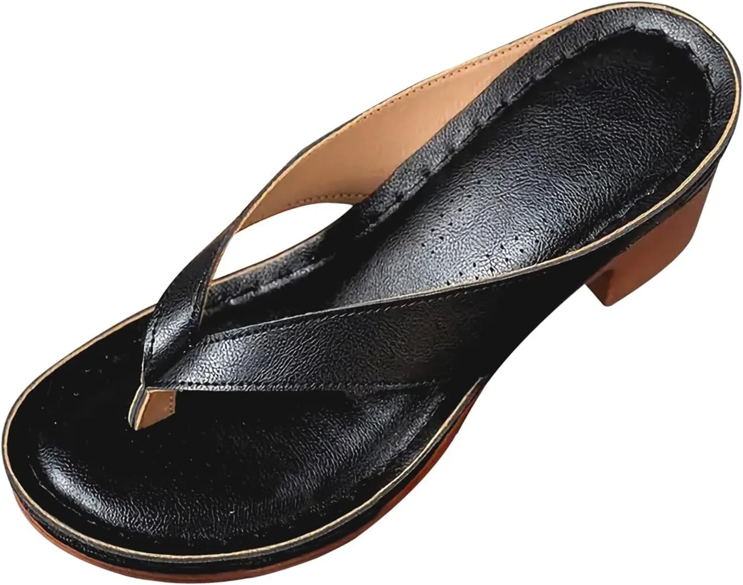 Summer Sandals for Women 2025 with Arch Support Women's Orthopedic Dressy Chunky Heel Flip Flops for Women Comfortable Slip-On Open Toe Heeled Casual Wedge Thong Sandals Bridal Party Wedding Shoes