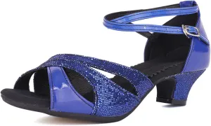 SWDZM Glitter Latin Dance Shoes for Women Salsa Bachata Ballroom Performance Dance Shoes Outdoor