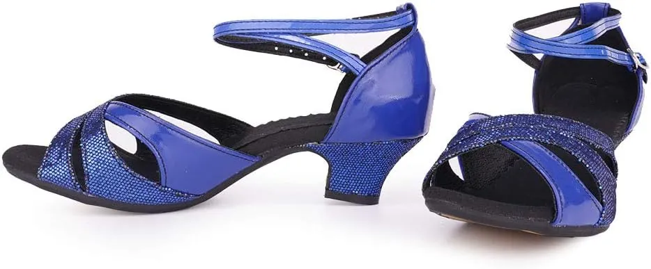 SWDZM Glitter Latin Dance Shoes for Women Salsa Bachata Ballroom Performance Dance Shoes Outdoor