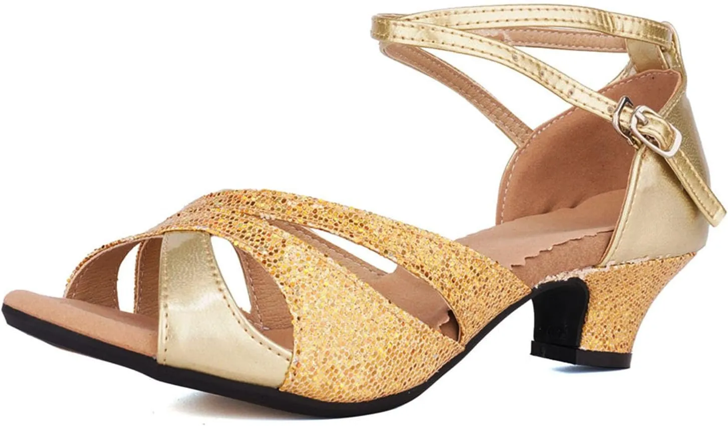 SWDZM Glitter Latin Dance Shoes for Women Salsa Bachata Ballroom Performance Dance Shoes Outdoor