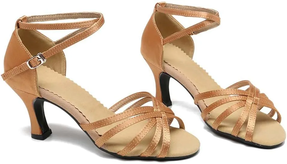 SWDZM Latin Dance Shoes for Women Salsa Bachata Ballroom Performance Dance Shoes Outdoor