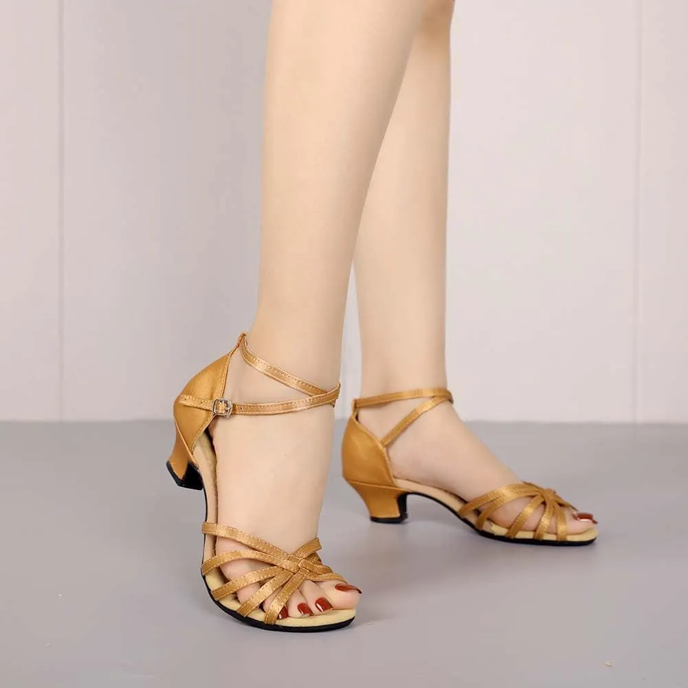 SWDZM Latin Dance Shoes for Women Salsa Bachata Ballroom Performance Dance Shoes Outdoor