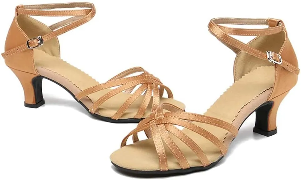 SWDZM Latin Dance Shoes for Women Salsa Bachata Ballroom Performance Dance Shoes Outdoor