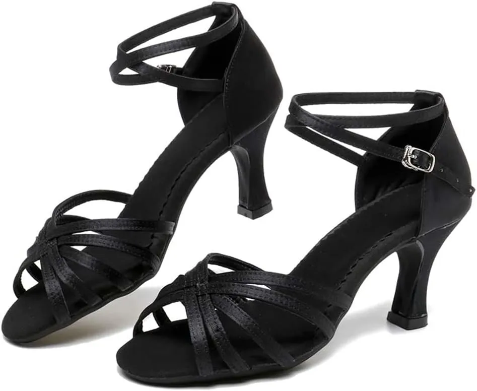 SWDZM Latin Dance Shoes for Women Salsa Bachata Ballroom Performance Dance Shoes Outdoor