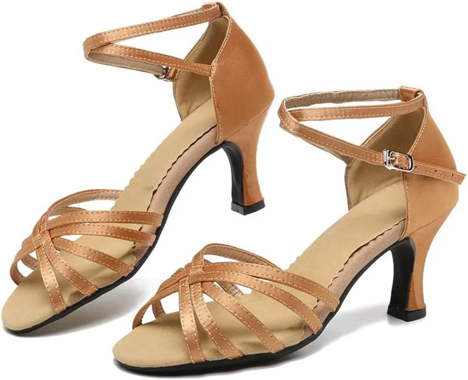 SWDZM Latin Dance Shoes for Women Salsa Bachata Ballroom Performance Dance Shoes Outdoor