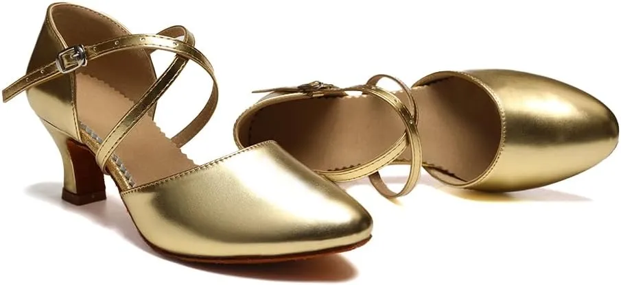 SWDZM Womens Ballroom Dance Shoes Closed Toe Latin Salsa Tango Social Practice Dance Shoes