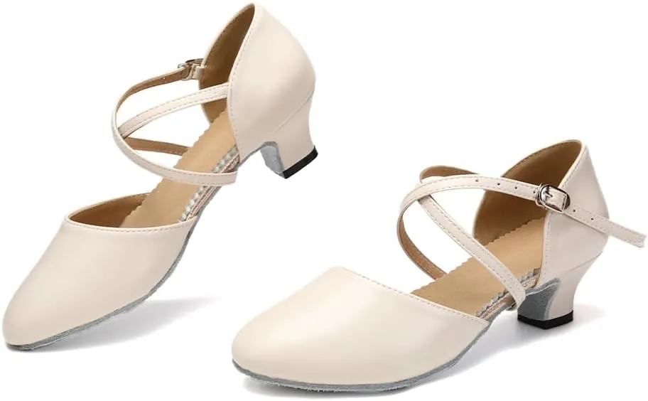 SWDZM Womens Ballroom Dance Shoes Closed Toe Latin Salsa Tango Social Practice Dance Shoes