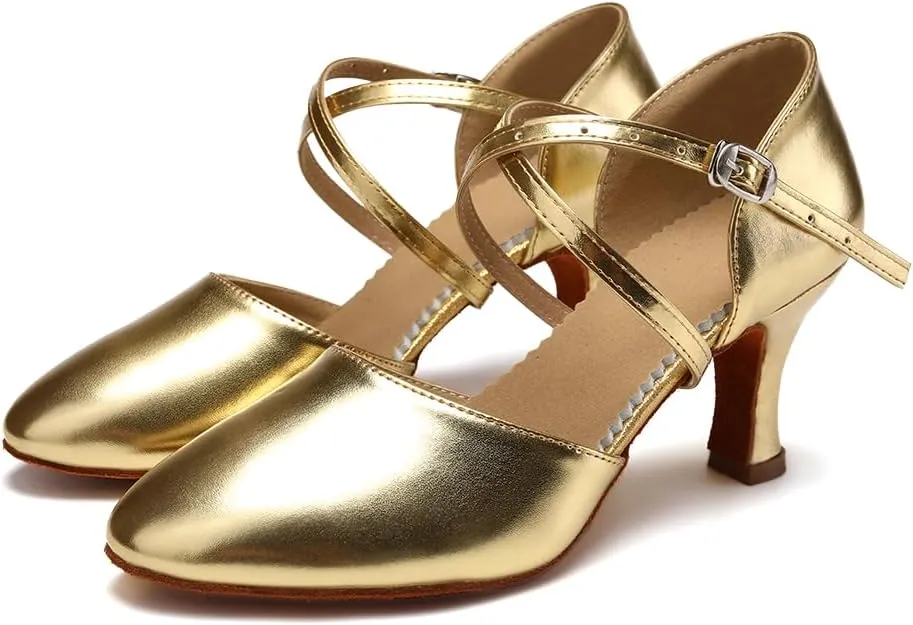 SWDZM Womens Ballroom Dance Shoes Closed Toe Latin Salsa Tango Social Practice Dance Shoes