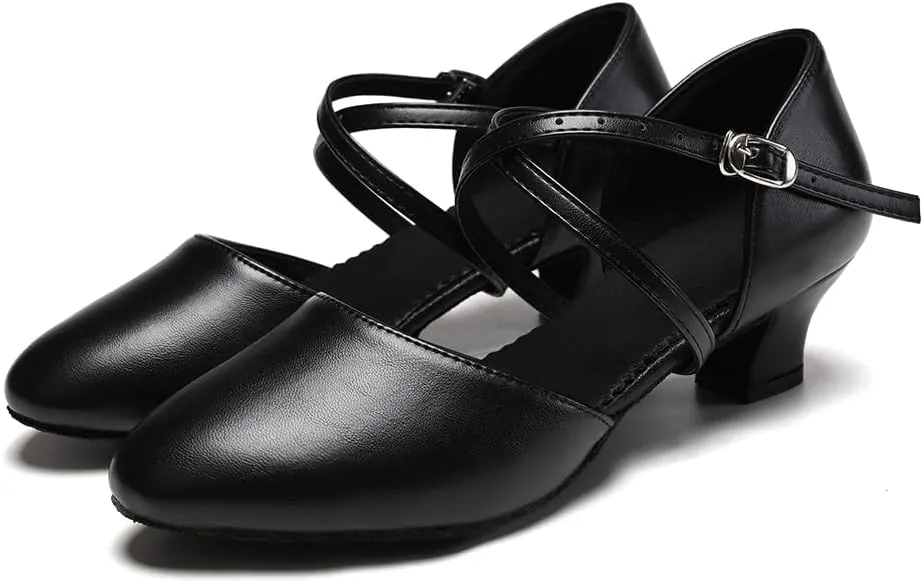SWDZM Womens Ballroom Dance Shoes Closed Toe Latin Salsa Tango Social Practice Dance Shoes