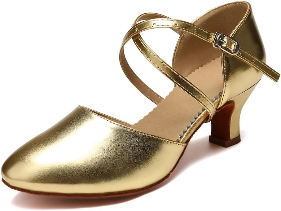SWDZM Womens Ballroom Dance Shoes Closed Toe Latin Salsa Tango Social Practice Dance Shoes