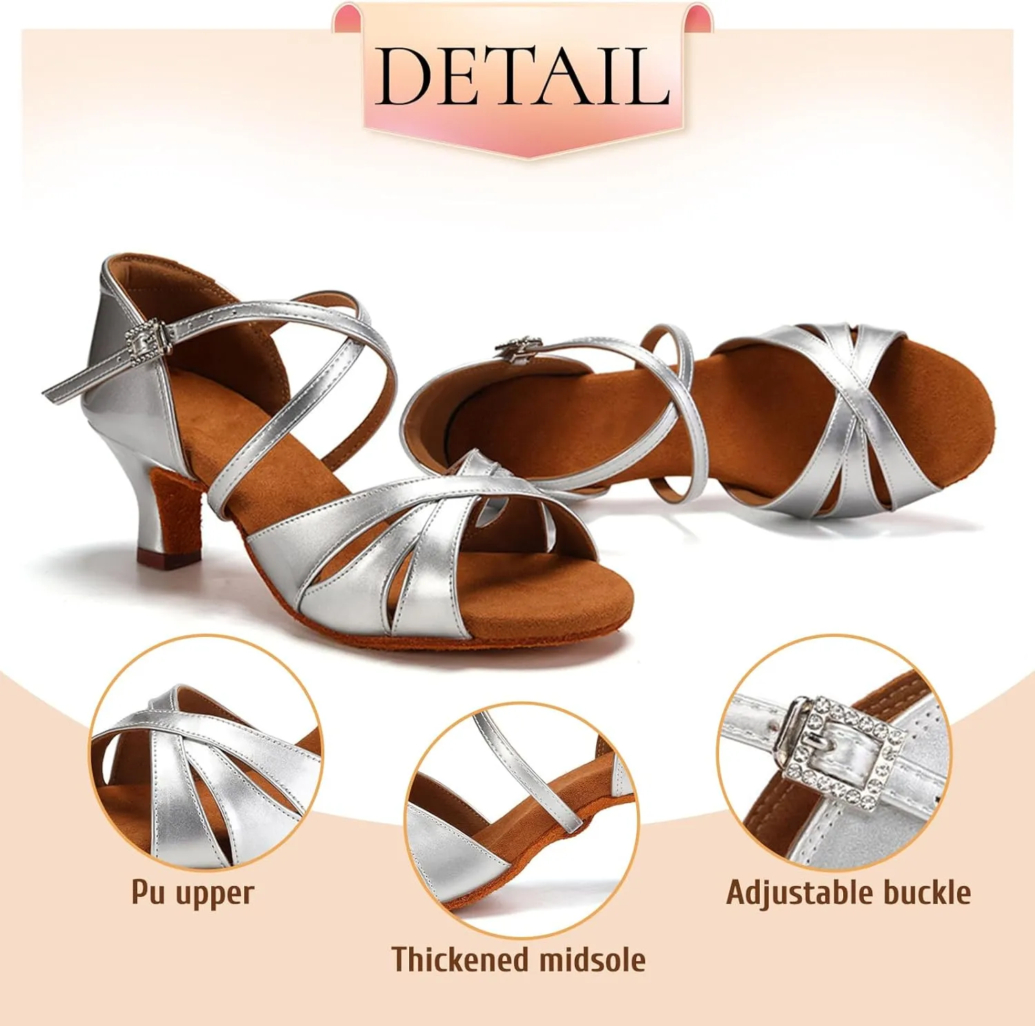 SWDZM Womens Latin Dance Shoes Satin Professional Ballroom Salsa Bachata Performance Practice Dancing Shoes