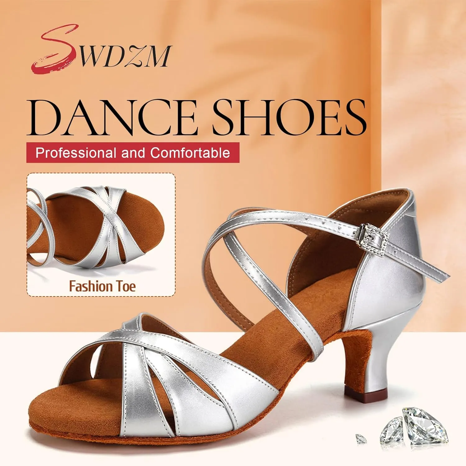 SWDZM Womens Latin Dance Shoes Satin Professional Ballroom Salsa Bachata Performance Practice Dancing Shoes