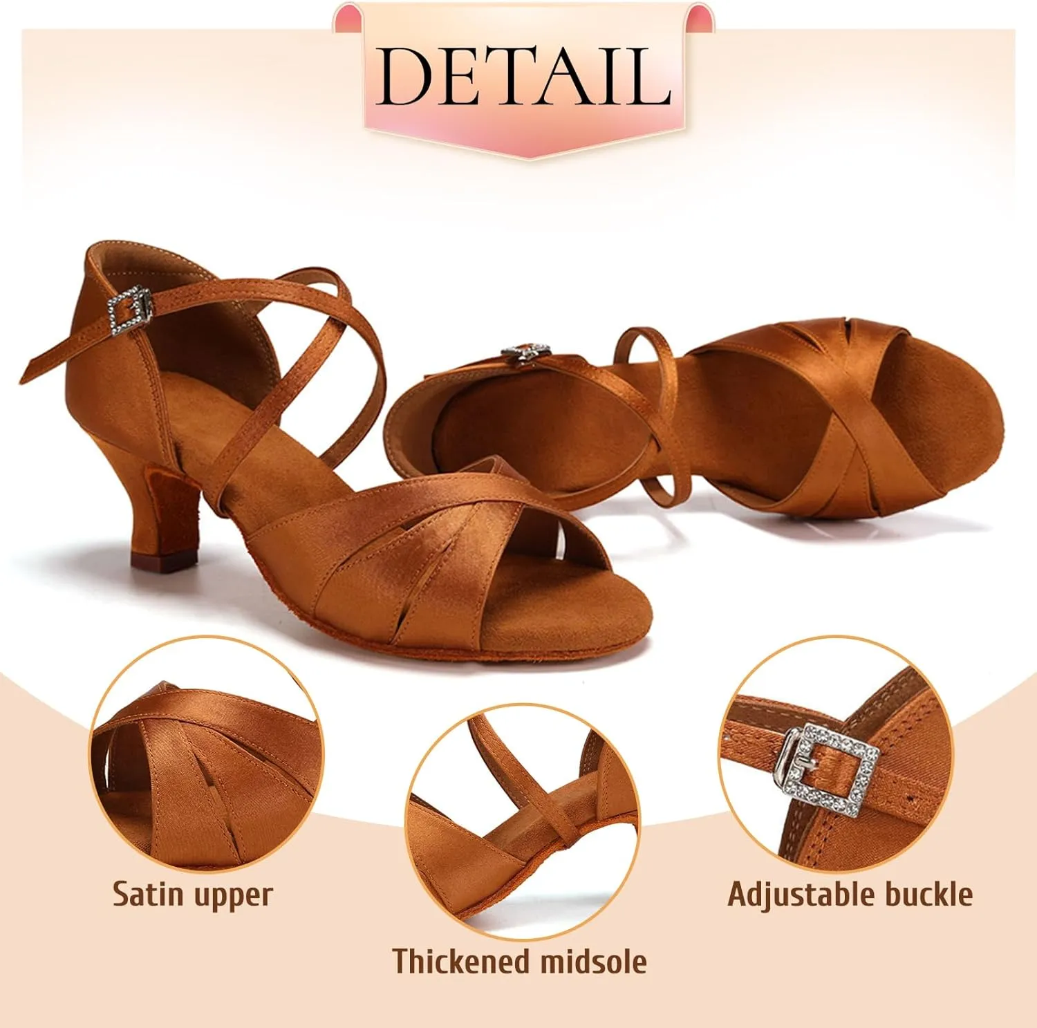 SWDZM Womens Latin Dance Shoes Satin Professional Ballroom Salsa Bachata Performance Practice Dancing Shoes