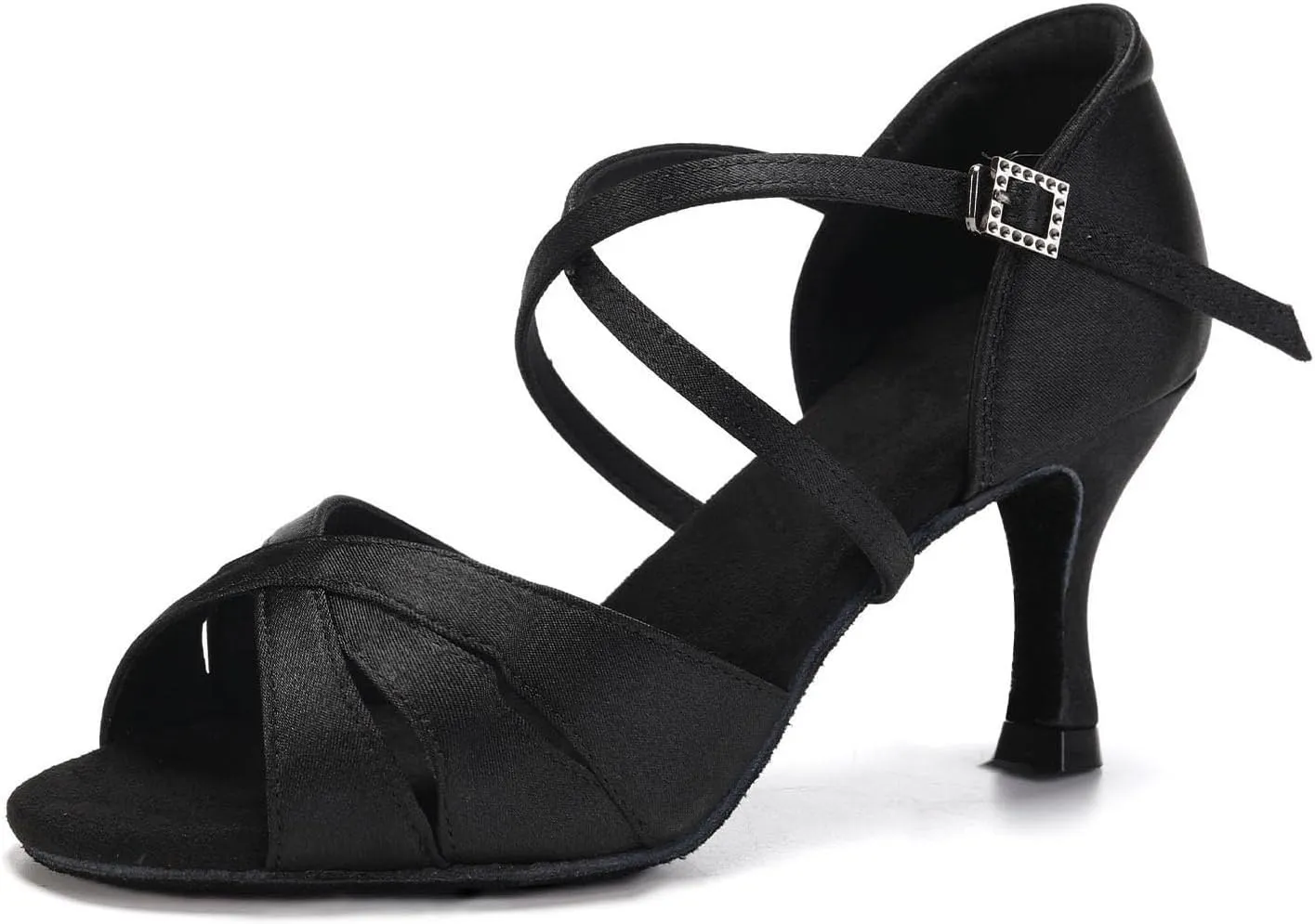 SWDZM Womens Latin Dance Shoes Satin Professional Ballroom Salsa Bachata Performance Practice Dancing Shoes