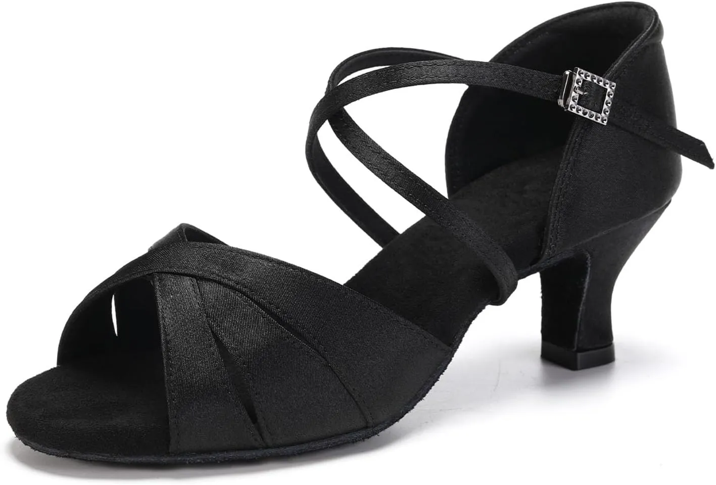 SWDZM Womens Latin Dance Shoes Satin Professional Ballroom Salsa Bachata Performance Practice Dancing Shoes