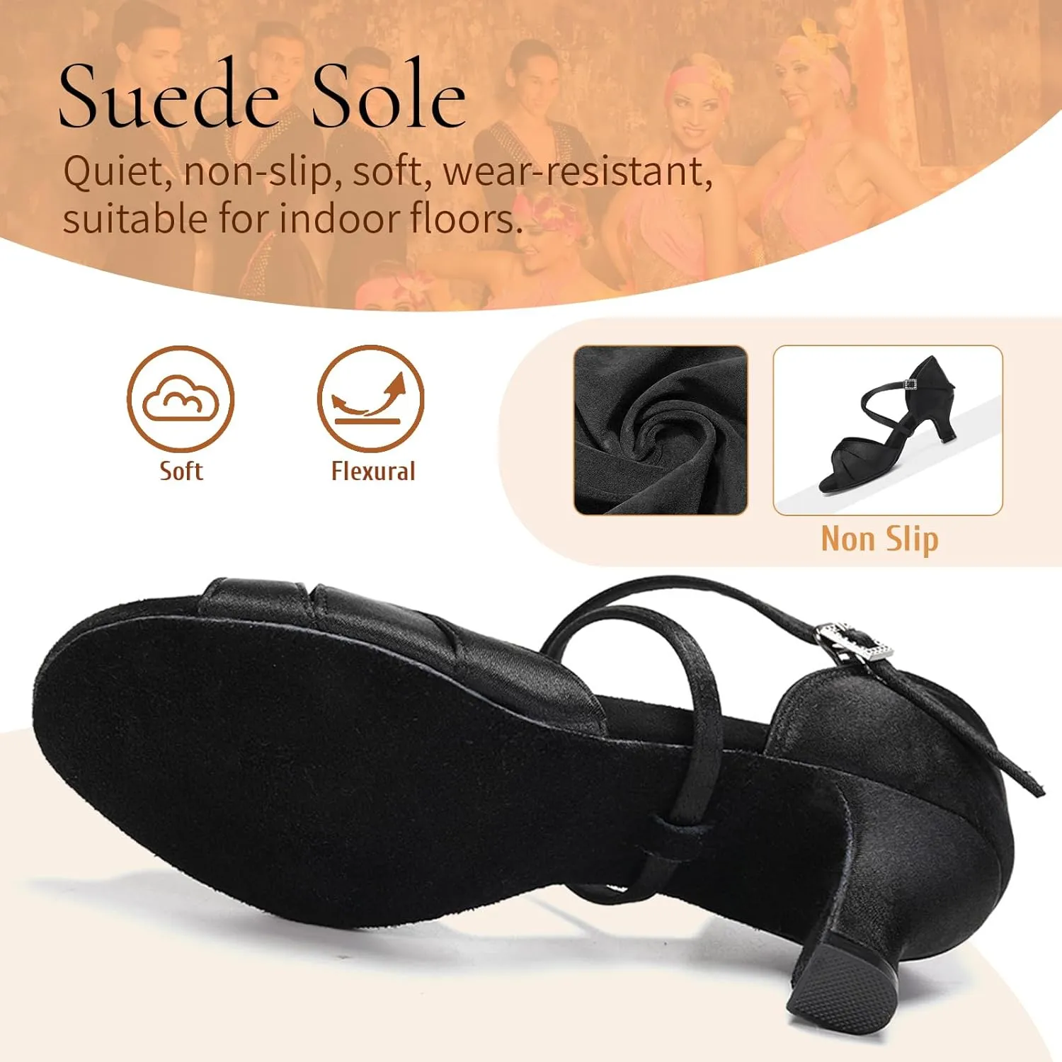 SWDZM Womens Latin Dance Shoes Satin Professional Ballroom Salsa Bachata Performance Practice Dancing Shoes