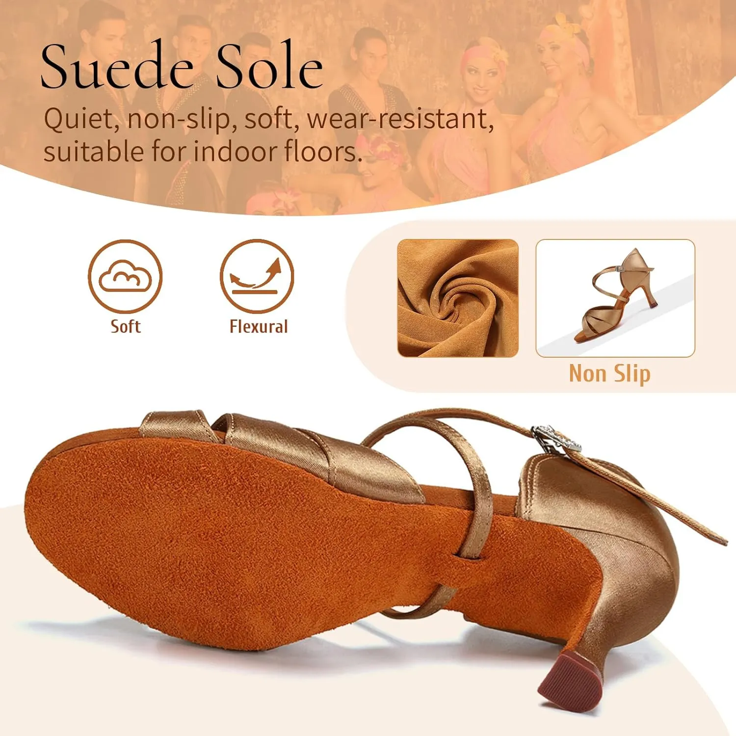 SWDZM Womens Latin Dance Shoes Satin Professional Ballroom Salsa Bachata Performance Practice Dancing Shoes