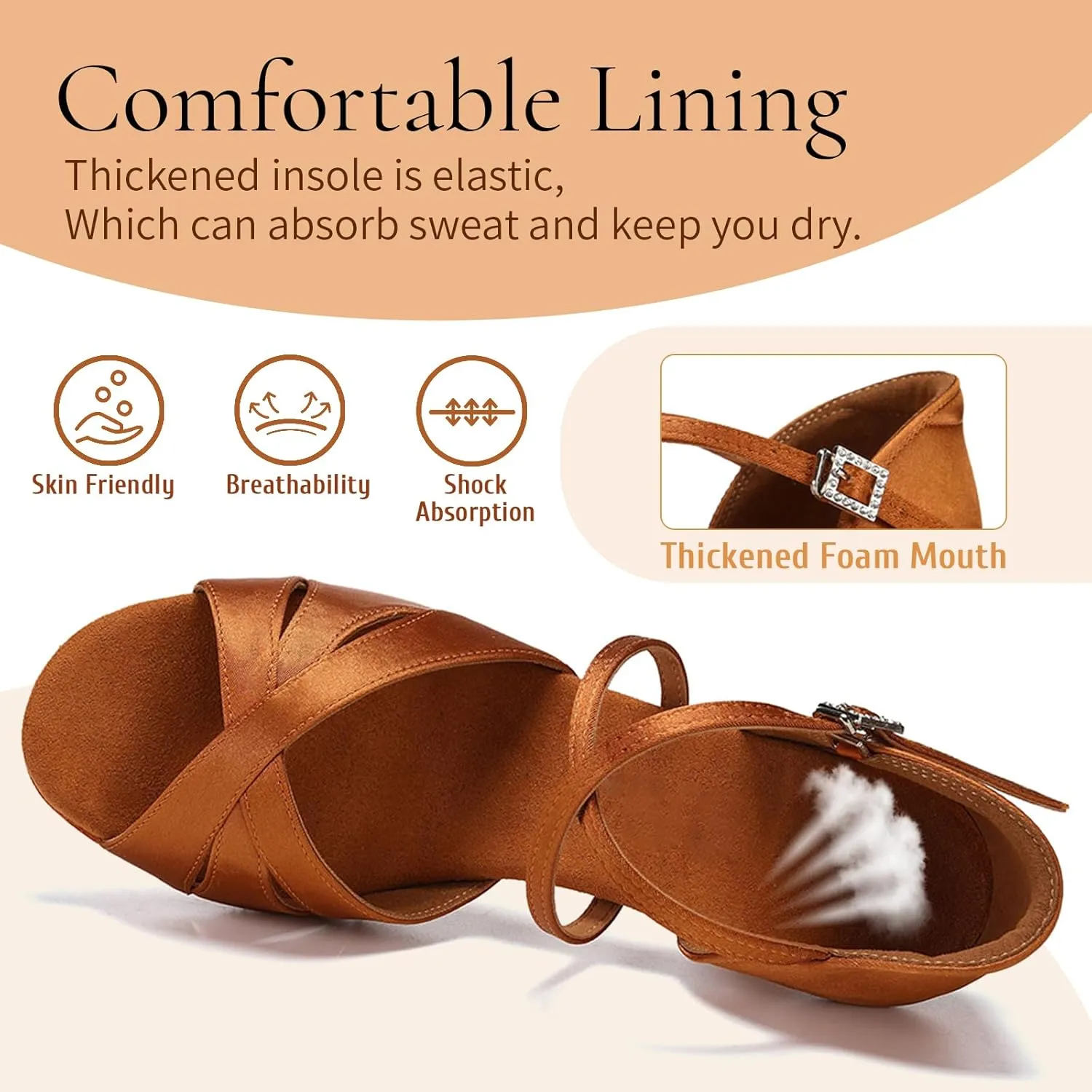SWDZM Womens Latin Dance Shoes Satin Professional Ballroom Salsa Bachata Performance Practice Dancing Shoes