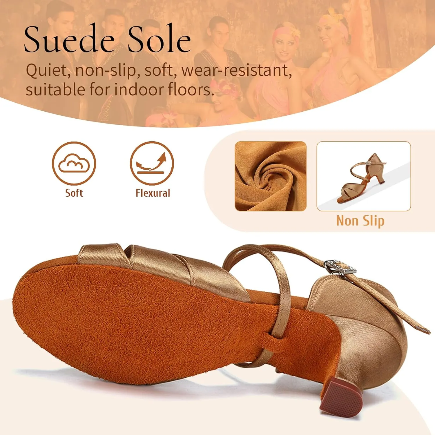 SWDZM Womens Latin Dance Shoes Satin Professional Ballroom Salsa Bachata Performance Practice Dancing Shoes