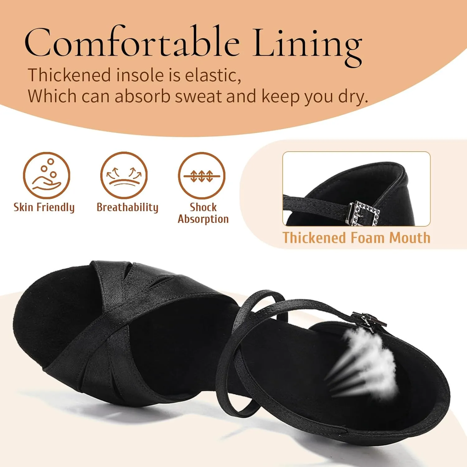 SWDZM Womens Latin Dance Shoes Satin Professional Ballroom Salsa Bachata Performance Practice Dancing Shoes