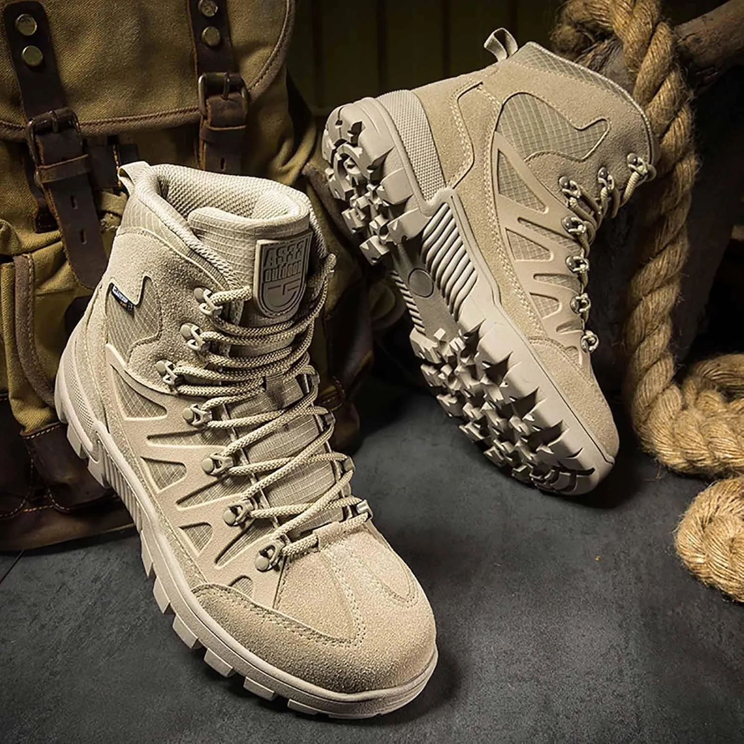 Tactical Combat Boots for Men, Lightweight Military Boots Durable Army Combat Boots with Sports Socks Men's Outdoor Waterproof Hiking Work Boots