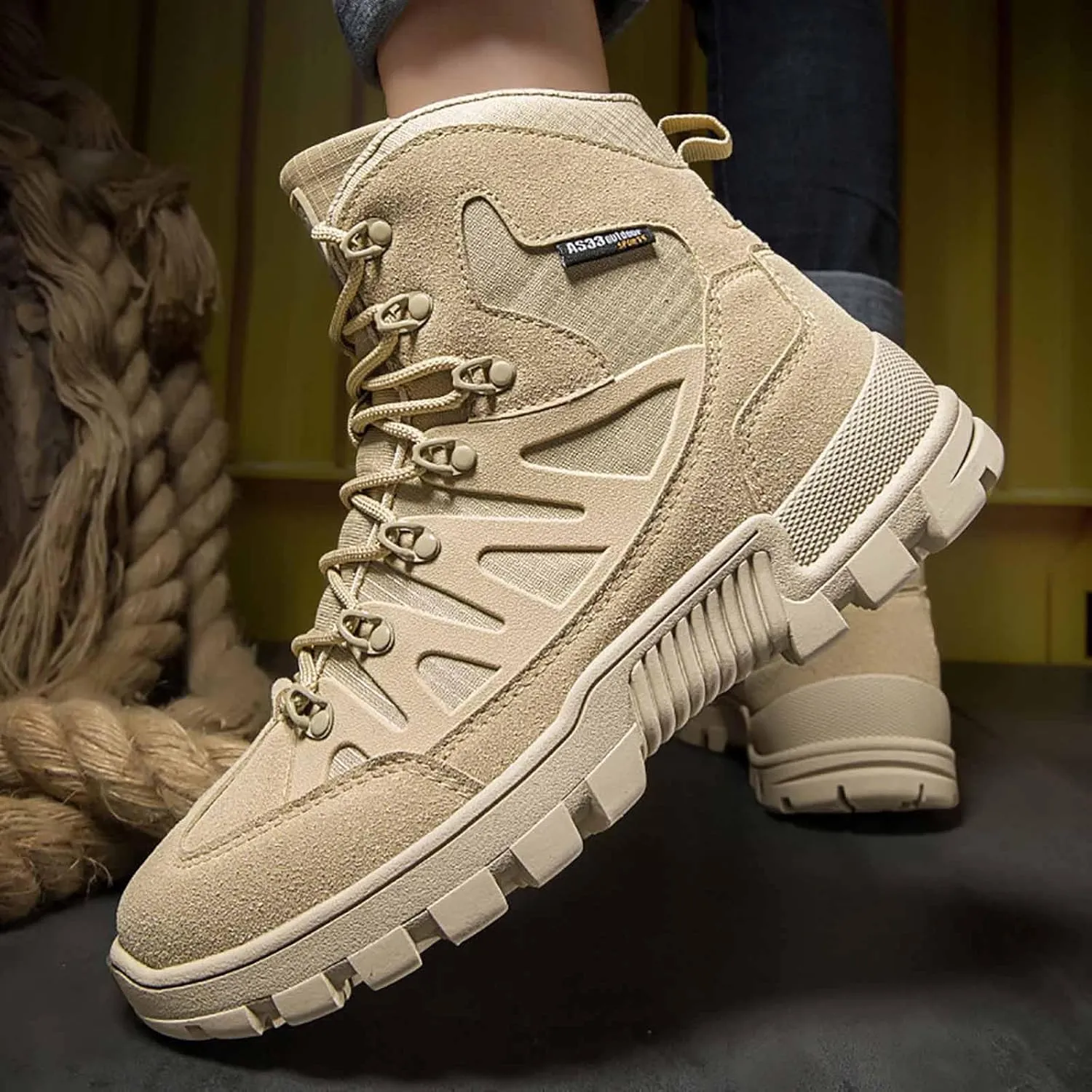Tactical Combat Boots for Men, Lightweight Military Boots Durable Army Combat Boots with Sports Socks Men's Outdoor Waterproof Hiking Work Boots