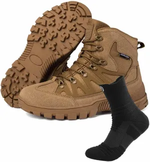 Tactical Combat Boots for Men, Lightweight Military Boots Durable Army Combat Boots with Sports Socks Men's Outdoor Waterproof Hiking Work Boots