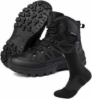 Tactical Combat Boots for Men, Lightweight Military Boots Durable Army Combat Boots with Sports Socks Men's Outdoor Waterproof Hiking Work Boots