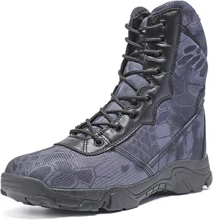 Tactical Combat Shoes for Men, Spring Summer Waterproof Soft and Comfort Breathable Woodland Camo Tactical Boots, for Outdoor Durable Rubber Sole Hiking Shoes
