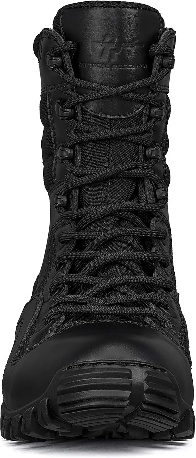 Tactical Research TR960 8 Lightweight Hot Weather Black Tactical Boots for Men - Polishable Leather Designed for Police, EMS, and Security Personnel with Vibram Ibex Outsole