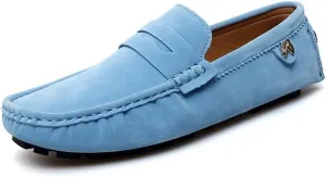 TAYGUM Loafers for Men Round Toe Suede Vamp Penny Driving Loafers Slip Resistant Flat Heel Comfortable Wedding Walking Slip-on