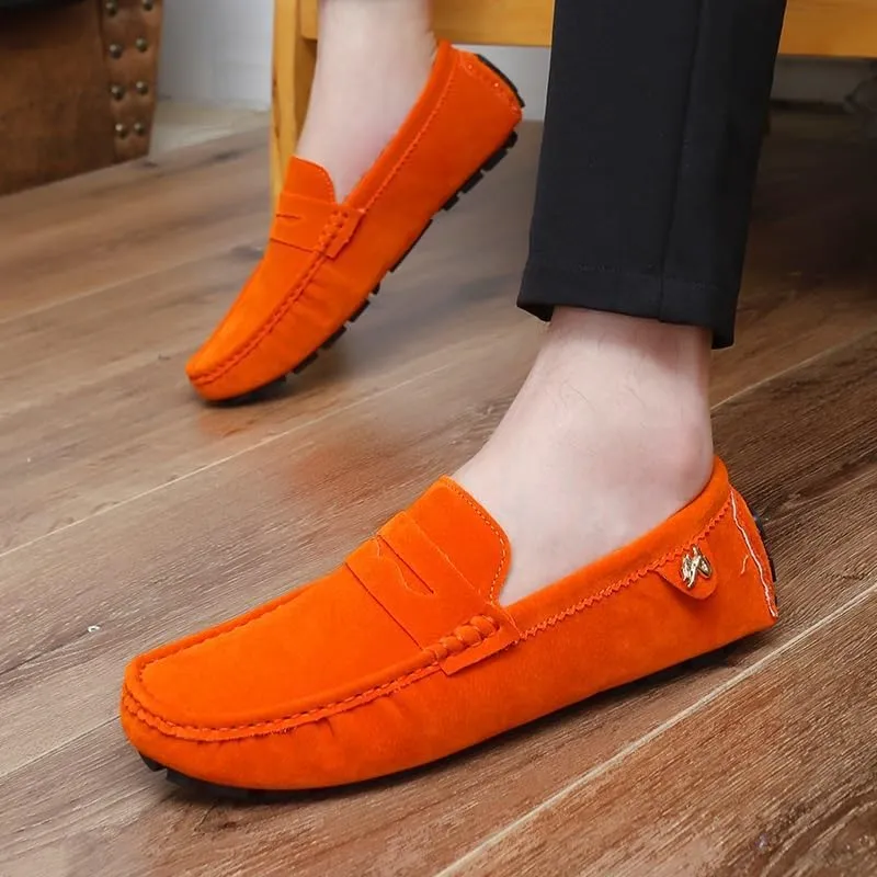 TAYGUM Loafers for Men Round Toe Suede Vamp Penny Driving Loafers Slip Resistant Flat Heel Comfortable Wedding Walking Slip-on