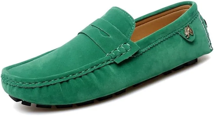 TAYGUM Loafers for Men Round Toe Suede Vamp Penny Driving Loafers Slip Resistant Flat Heel Comfortable Wedding Walking Slip-on