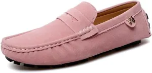 TAYGUM Loafers for Men Round Toe Suede Vamp Penny Driving Loafers Slip Resistant Flat Heel Comfortable Wedding Walking Slip-on