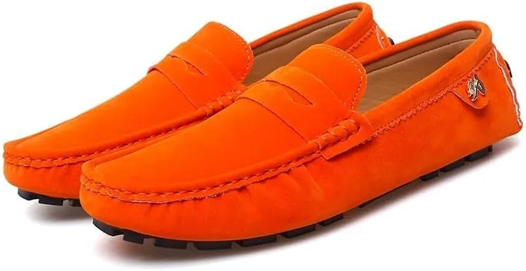 TAYGUM Loafers for Men Round Toe Suede Vamp Penny Driving Loafers Slip Resistant Flat Heel Comfortable Wedding Walking Slip-on