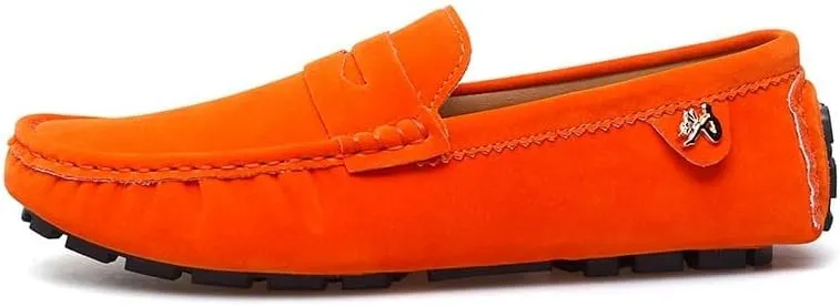 TAYGUM Loafers for Men Round Toe Suede Vamp Penny Driving Loafers Slip Resistant Flat Heel Comfortable Wedding Walking Slip-on