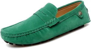 TAYGUM Loafers for Men Round Toe Suede Vamp Penny Driving Loafers Slip Resistant Flat Heel Comfortable Wedding Walking Slip-on