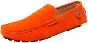 TAYGUM Loafers for Men Round Toe Suede Vamp Penny Driving Loafers Slip Resistant Flat Heel Comfortable Wedding Walking Slip-on