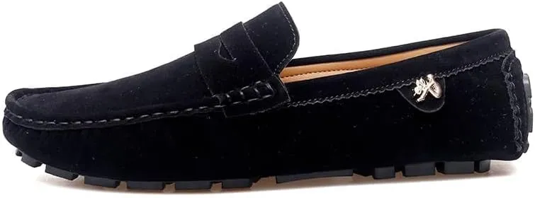 TAYGUM Loafers for Men Round Toe Suede Vamp Penny Driving Loafers Slip Resistant Flat Heel Comfortable Wedding Walking Slip-on