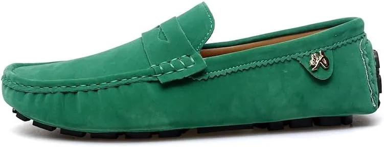 TAYGUM Loafers for Men Round Toe Suede Vamp Penny Driving Loafers Slip Resistant Flat Heel Comfortable Wedding Walking Slip-on