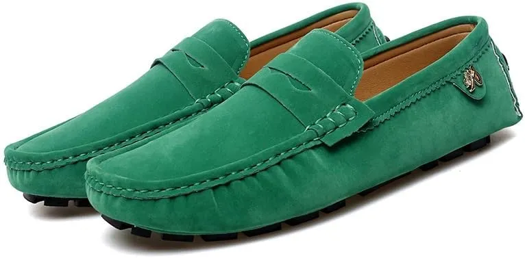 TAYGUM Loafers for Men Round Toe Suede Vamp Penny Driving Loafers Slip Resistant Flat Heel Comfortable Wedding Walking Slip-on