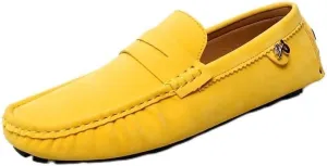 TAYGUM Loafers for Men Round Toe Suede Vamp Penny Driving Loafers Slip Resistant Flat Heel Comfortable Wedding Walking Slip-on