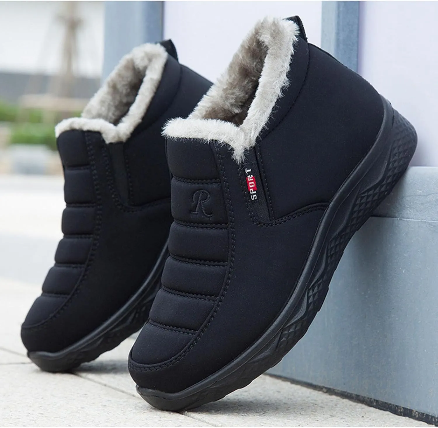 Thatrich Womens Winter Snow Boots Ankle Booties Warm Fur Lined Waterproof Insulated Slip On Shoes Anti-Slip Outdoor Sneaker