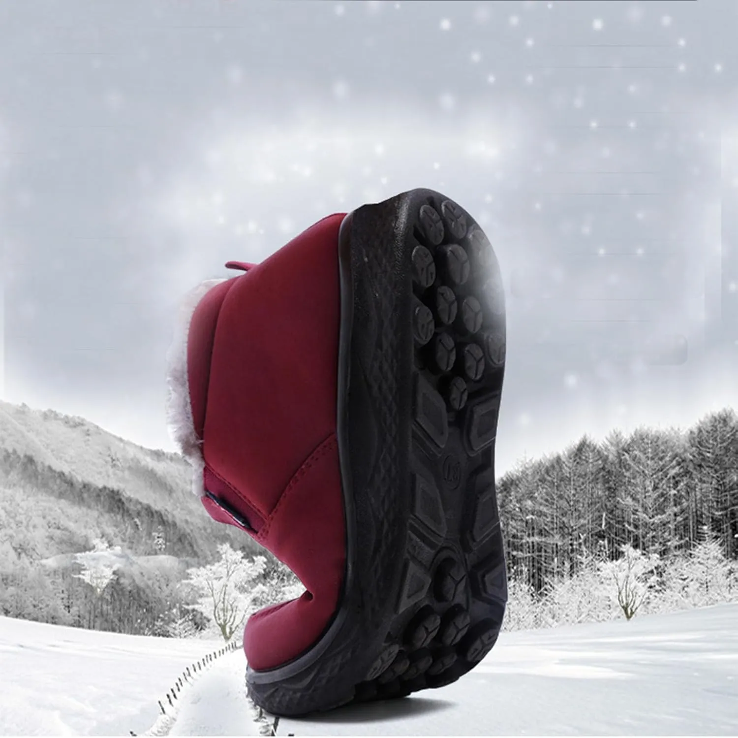 Thatrich Womens Winter Snow Boots Ankle Booties Warm Fur Lined Waterproof Insulated Slip On Shoes Anti-Slip Outdoor Sneaker