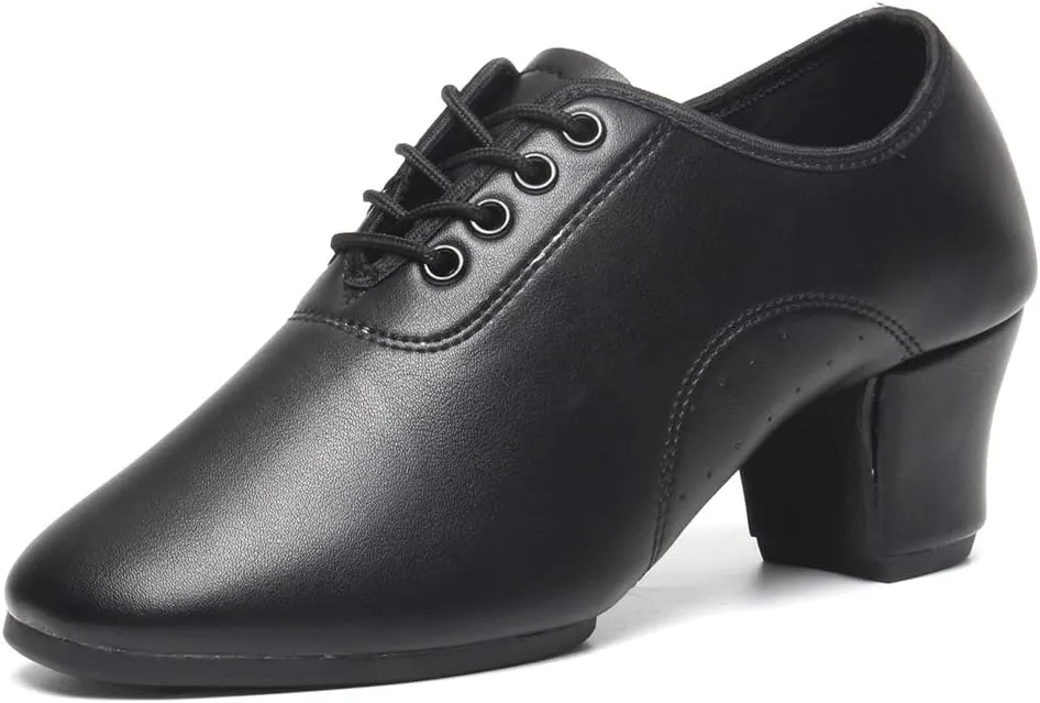 TINRYMX Women Latin Dance Practice Shoes Lace up Mid Heel Closed Toe Ballroom Modern Dance Shoes,WZSP701