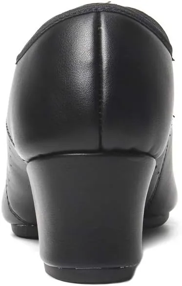 TINRYMX Women Latin Dance Practice Shoes Lace up Mid Heel Closed Toe Ballroom Modern Dance Shoes,WZSP701